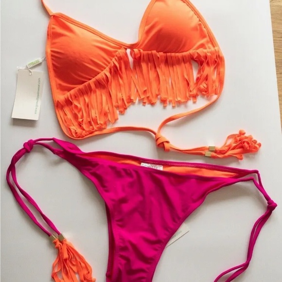 Gemelli Neon Fringe Bikini Set S 8, M 10 - Picture 3 of 3